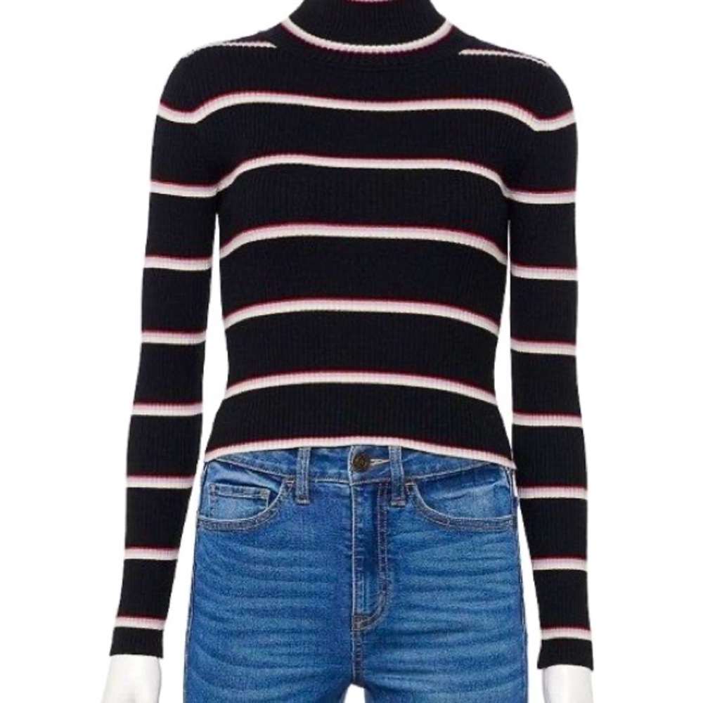 🌻 Black Striped Mock Neck Sweater 🌻